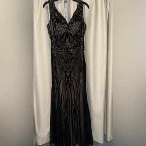 R&M Richards Black Sequin Maxi Dress